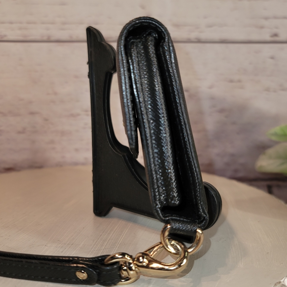 Kate Spade Black Saffiano Leather Wristlet Trifold Wallet - Picture 4 of 12